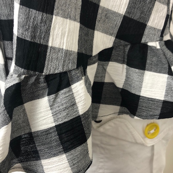 Madewell Black/White Gingham Peplum Short Sleeve Button Down Shirt Size S - Picture 6 of 13